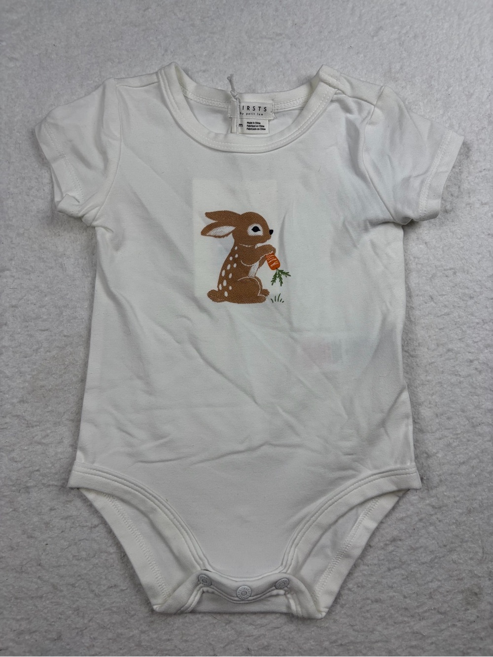 White Baby One-Piece with Bunny & Carrot 2M